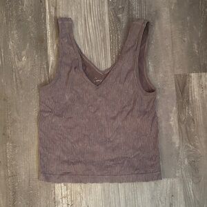 Elegant Purple Ribbed Crop Top